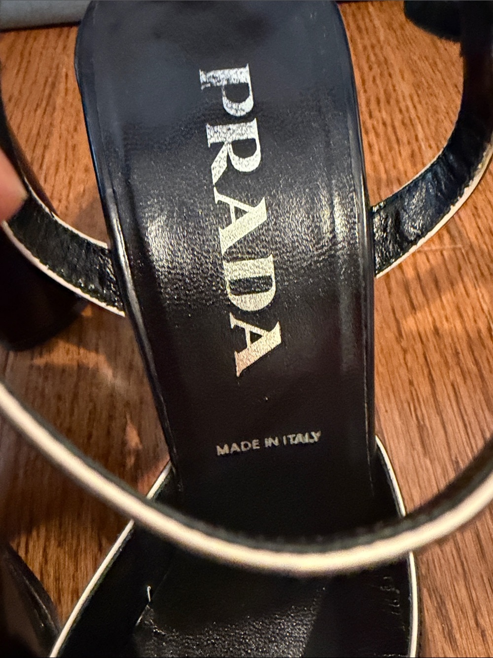 Prada Black Leather Ankle-Strap Pumps with Contrast Piping - Picture 5 of 14
